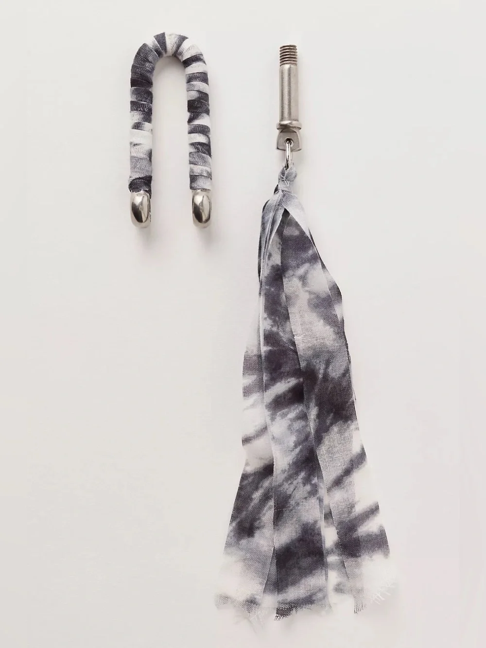 NIP Free People Wrapped Carabiner Bag Charm Black White Tie Dye
